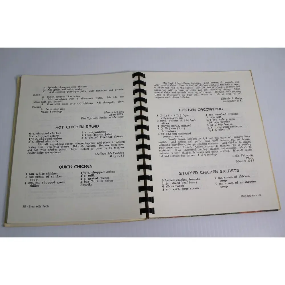 Vintage 1986 Etechette Tech Cookbook Texas Tech University Home Economics Phi U